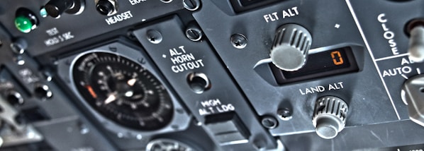 a close up of a control panel in a plane