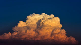pelean eruption under blue sky