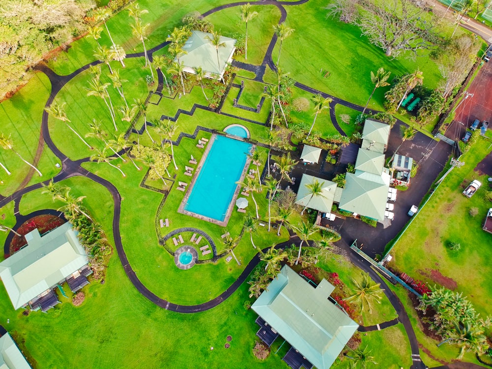 Foto aérea de la casa de la residencia