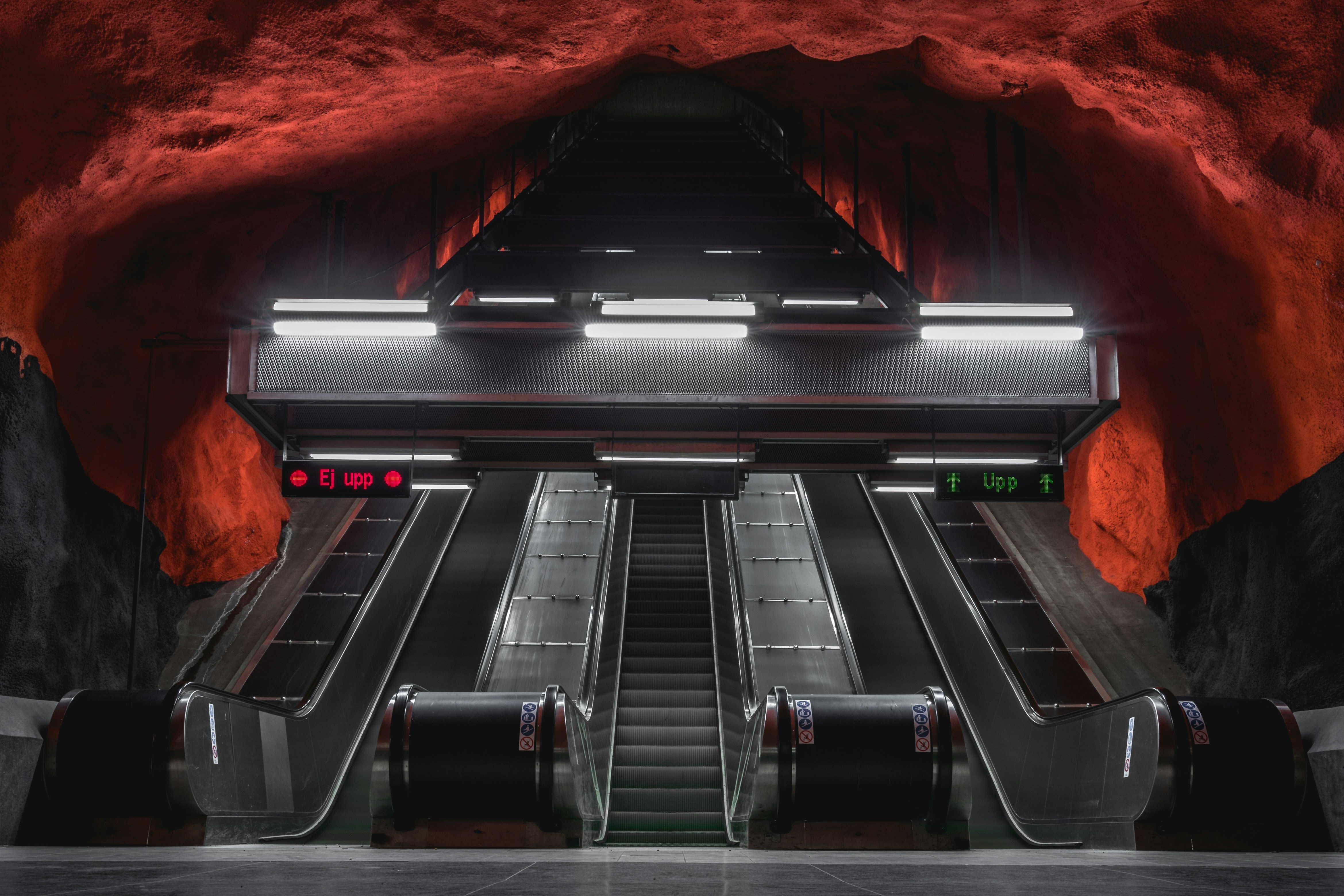 empty gray escalator