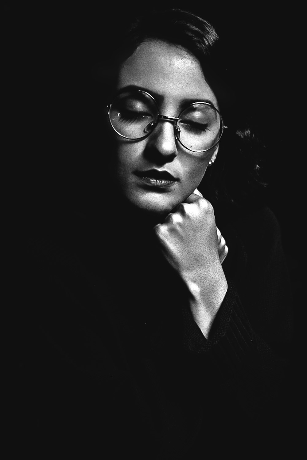 grayscale photo of woman