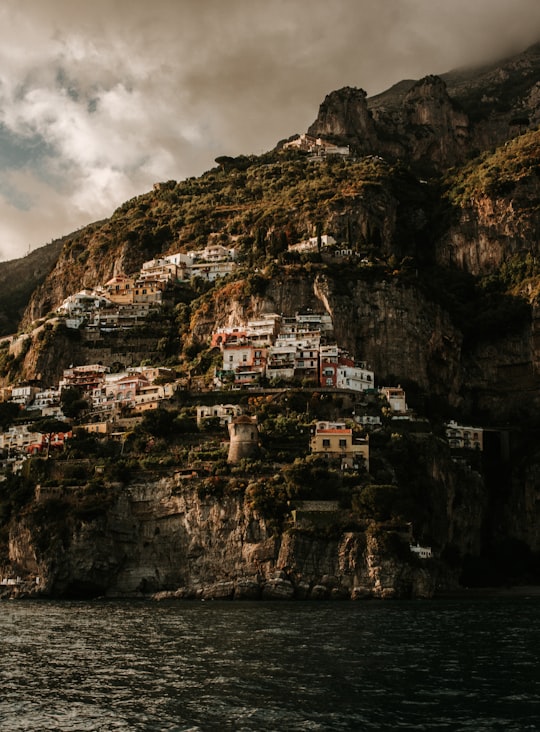 white and red houses in building in Amalfi Coast Italy