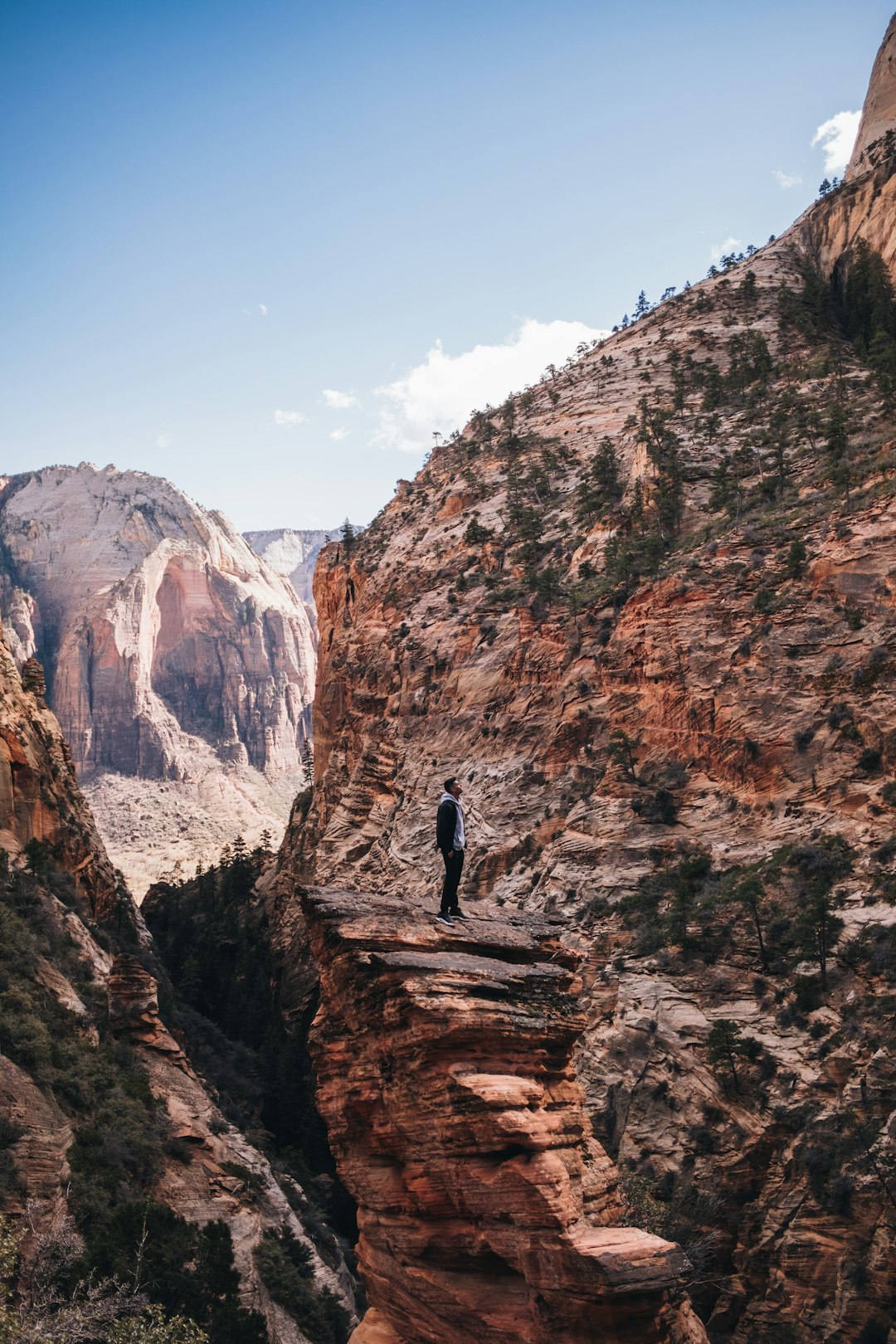 man standing on cliff