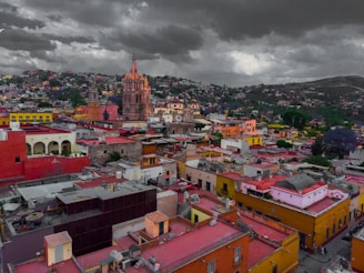 Aerial view of the colorful colonial buildings in Salvador's historic center