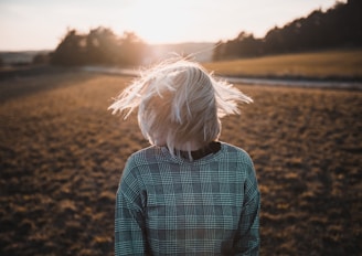 gray hair person waving hair