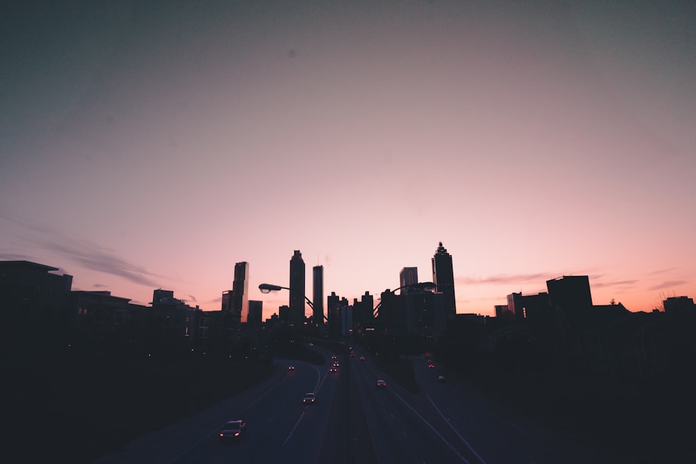 city buildings during sunset