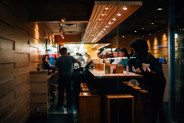 The counter at Momofuku Noodle Bar, East Village