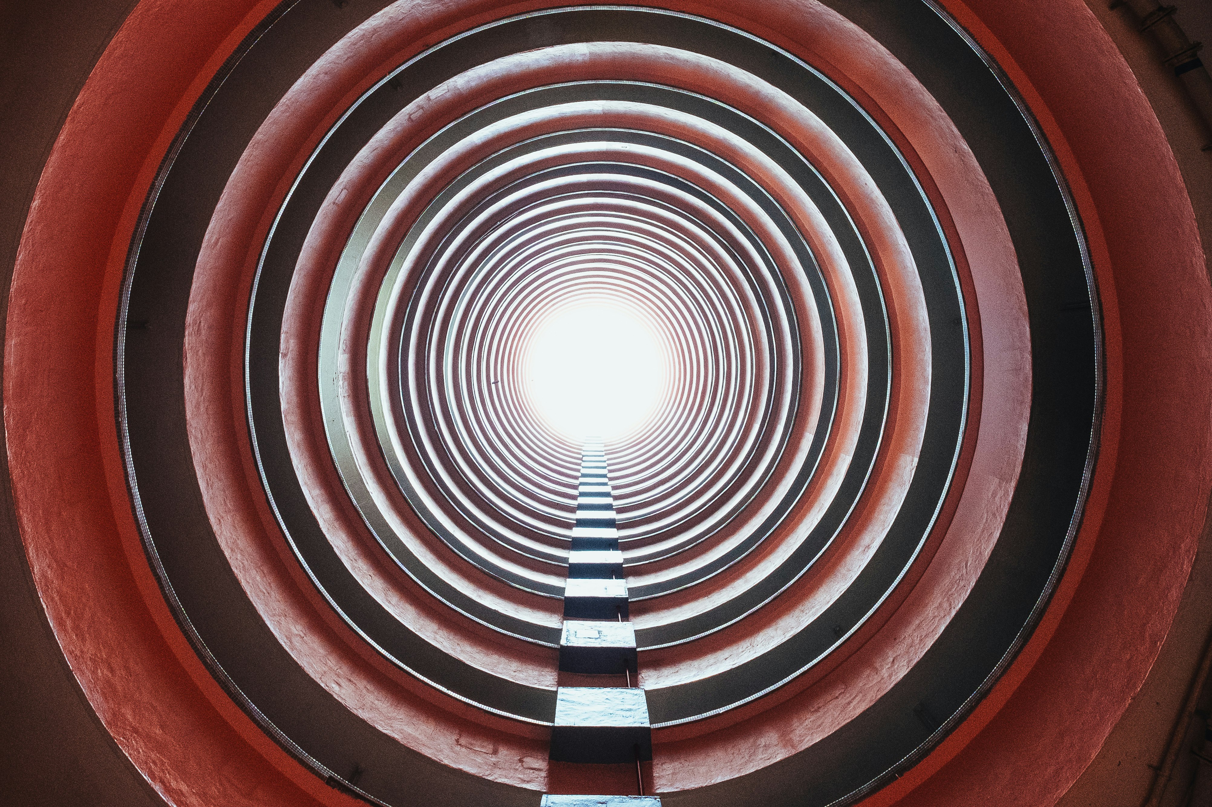 low angle photo of red concrete building