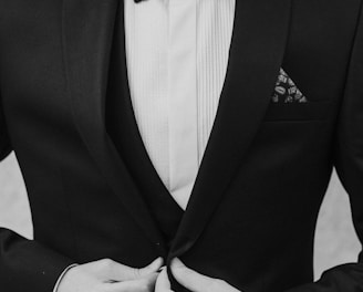 man in black suit jacket