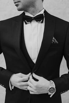 man in black suit jacket