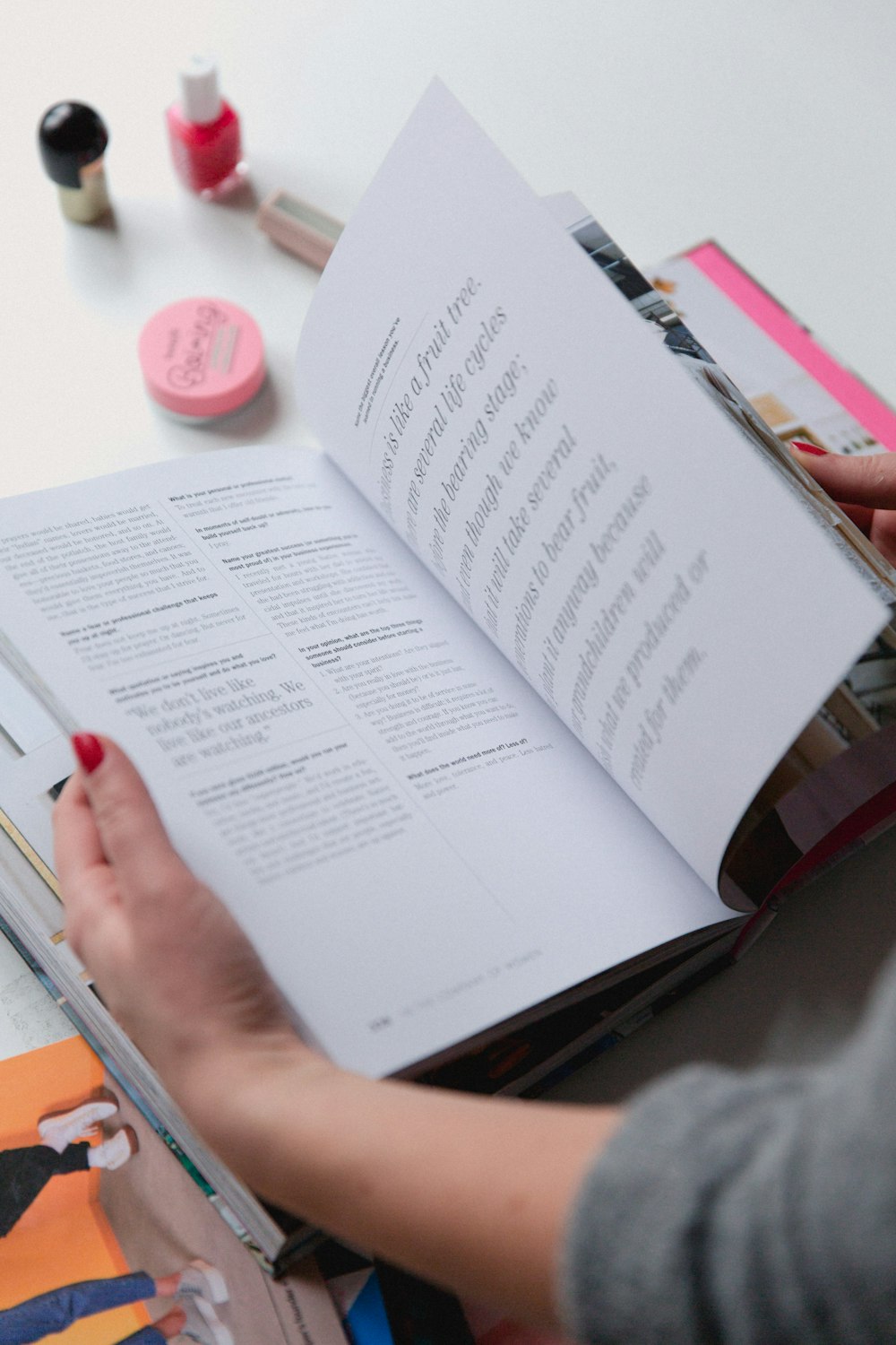 person opening the book