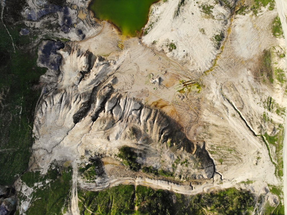 area view of mountain near body of water