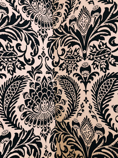 white and black damask textile