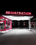 Registration neon signage