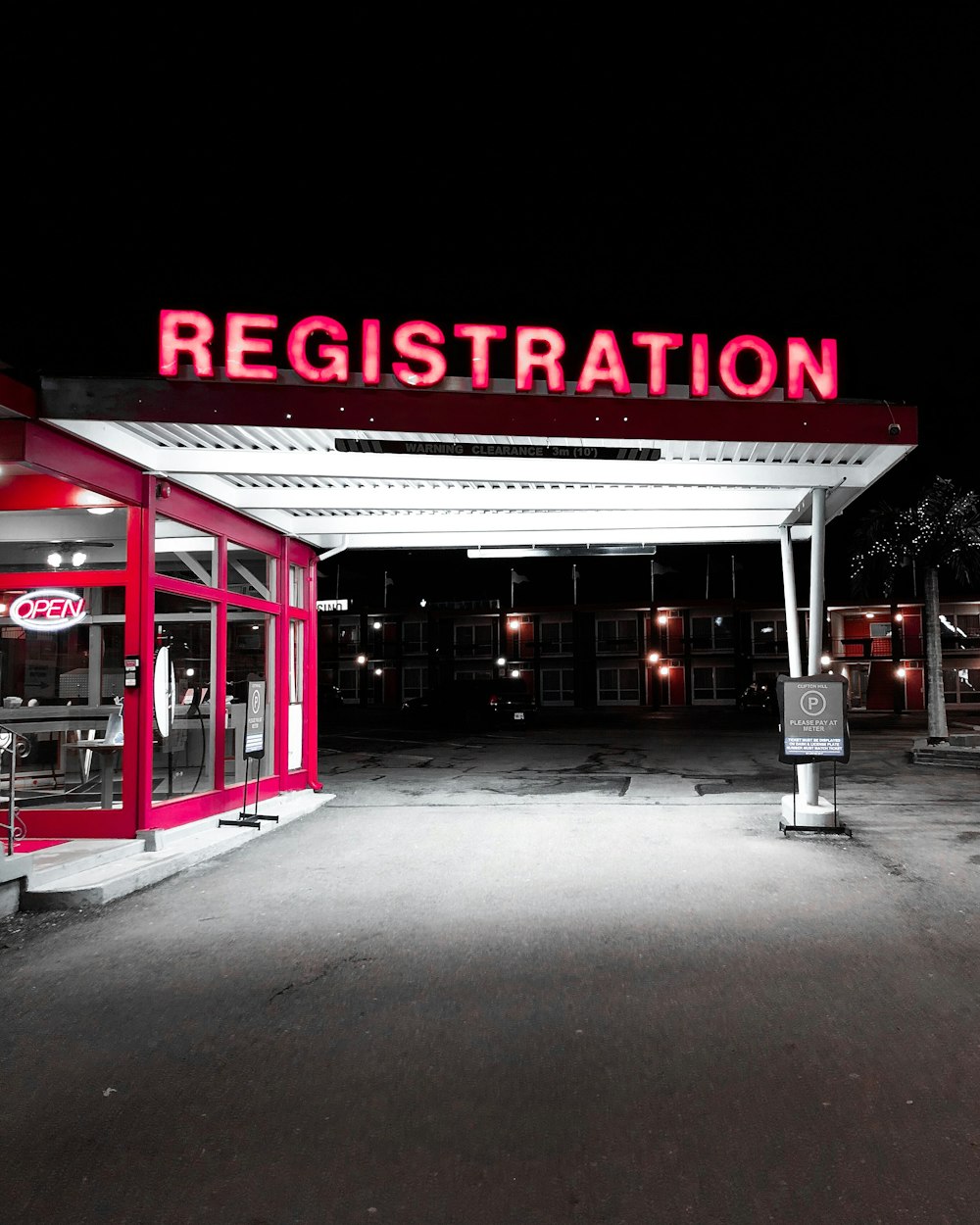 Registration neon signage