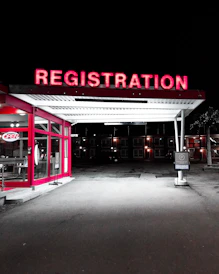 Registration neon signage