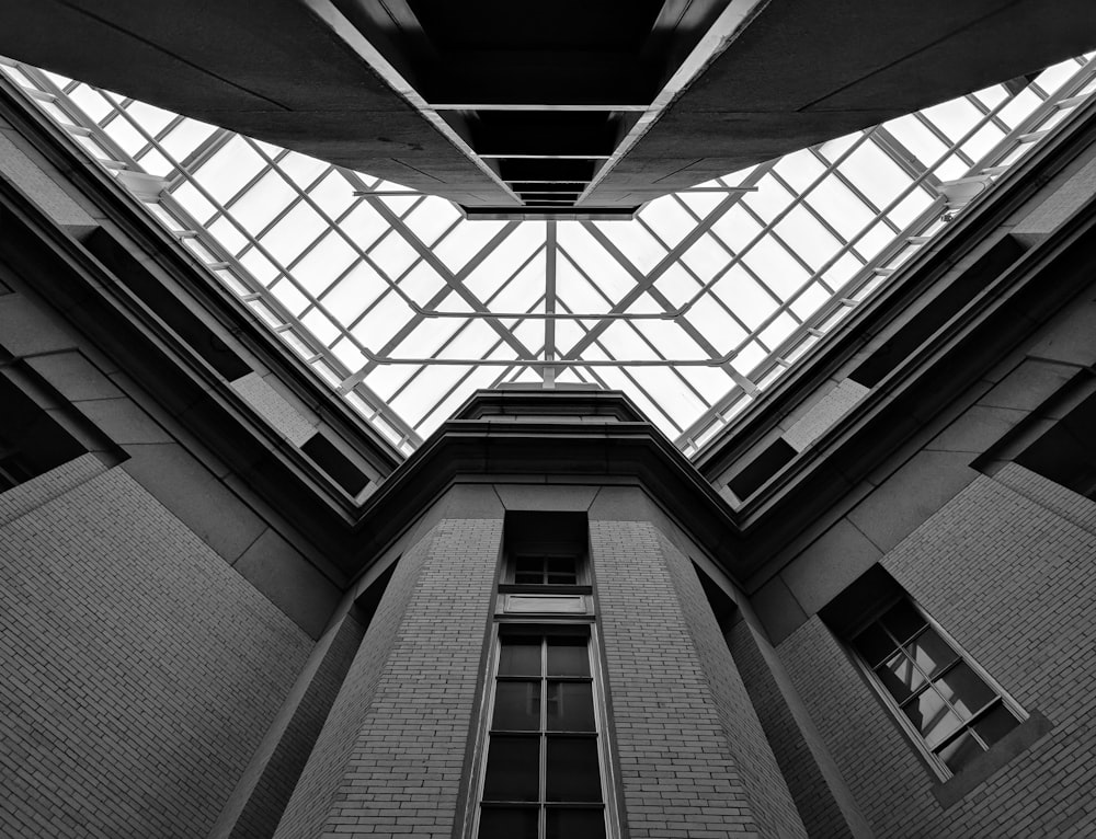 low angle photography inside the building