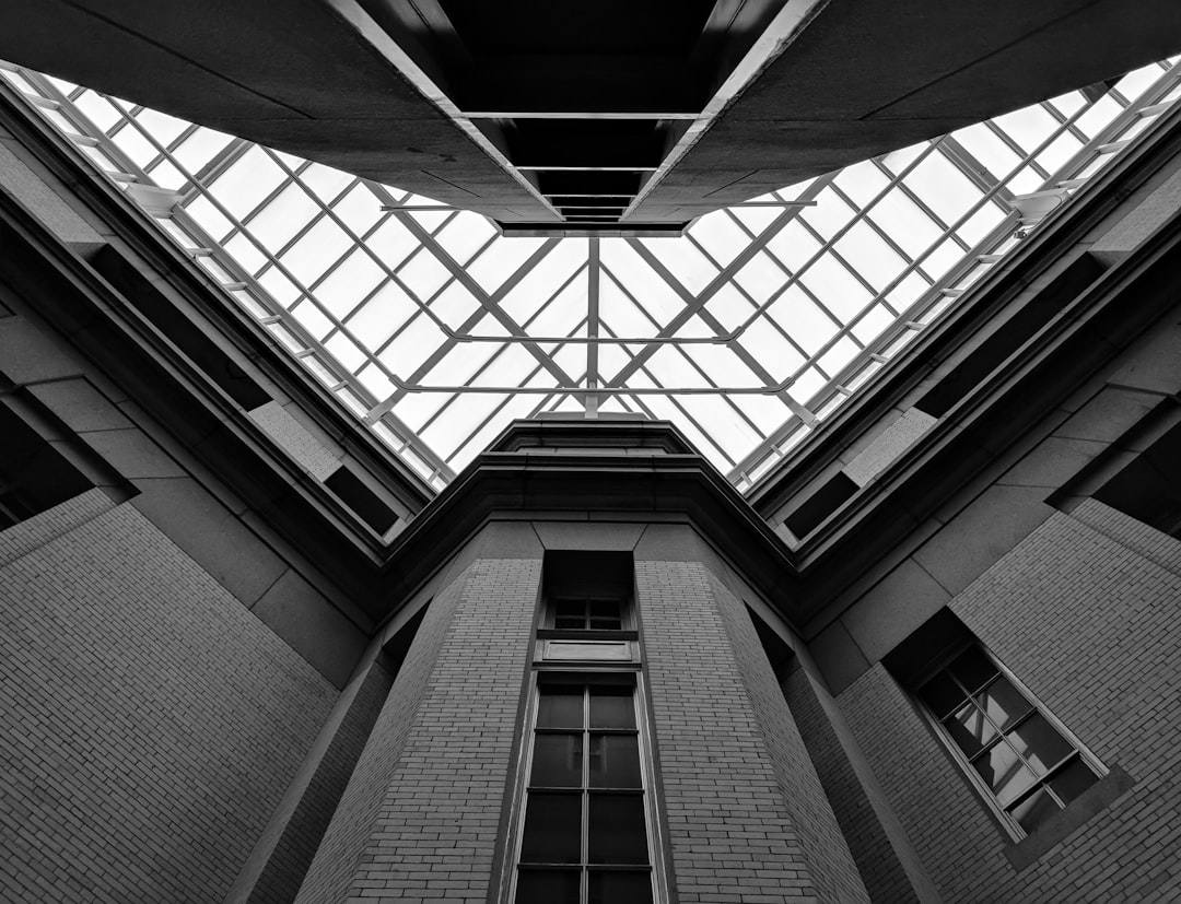 low angle photography inside the building