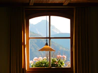 pendant lamp in front of window
