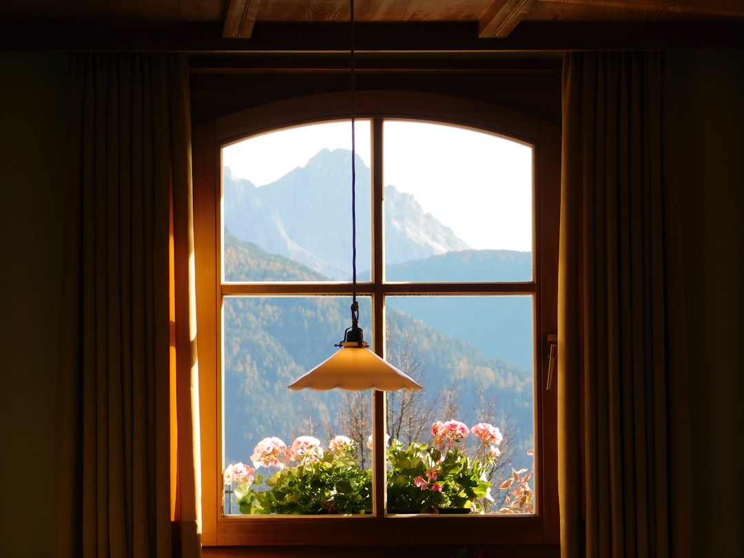 pendant lamp in front of window,