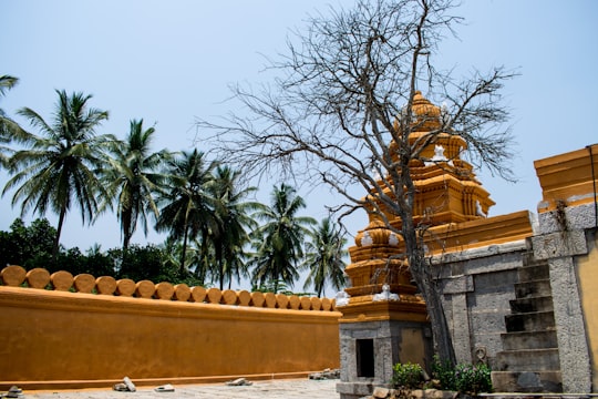 beige concrete timple in Thandavapura India