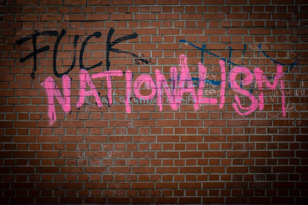 muro di mattoni con vernice nazionalista