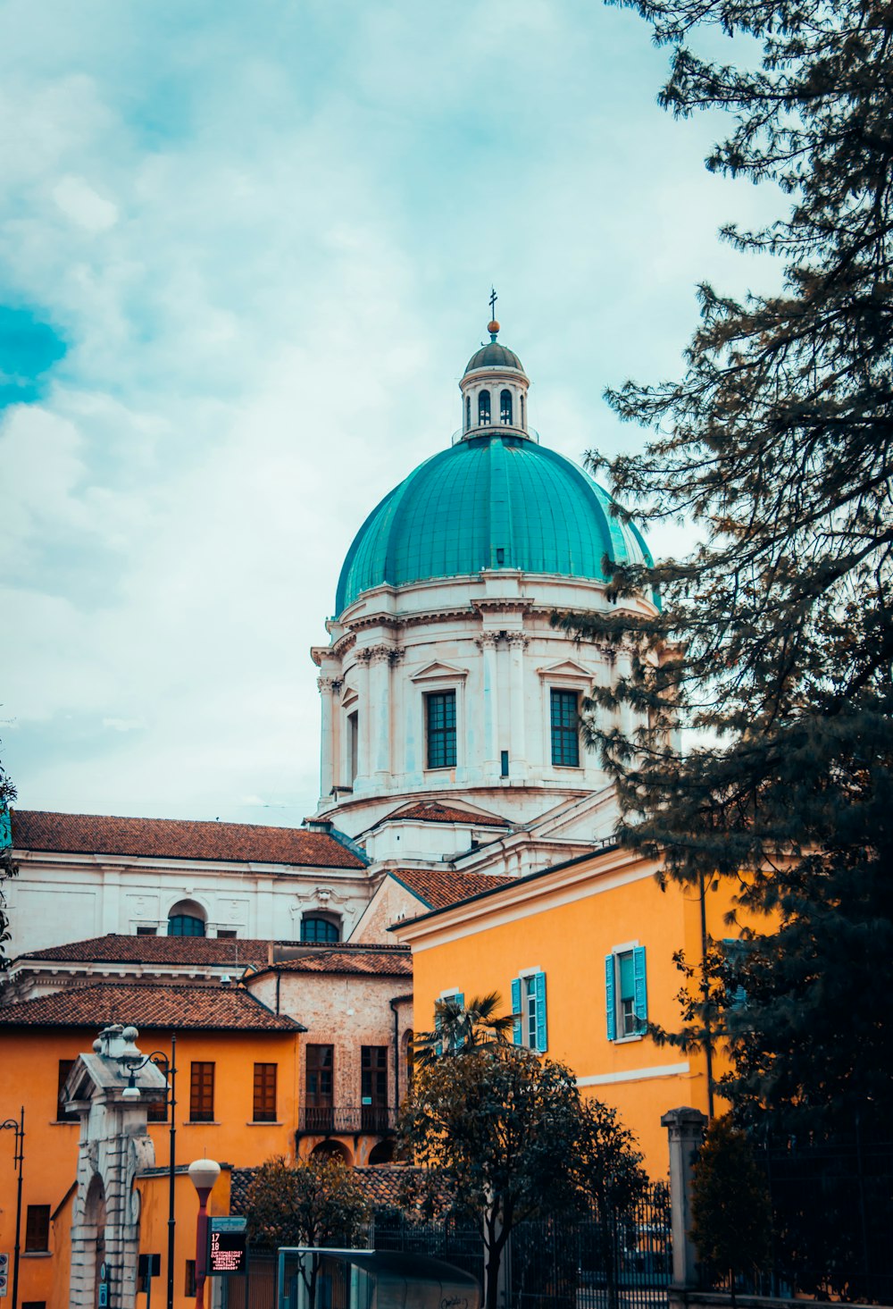 white and blue church