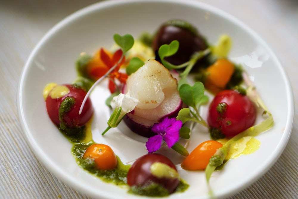 vegetable salad on white plate