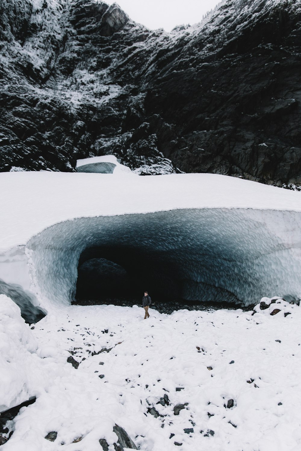 person standing on white snowfield