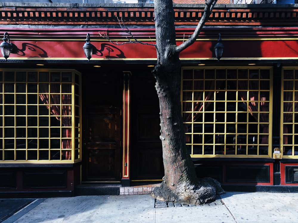 close brown wooden door