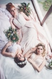 women's pink floral wedding dress