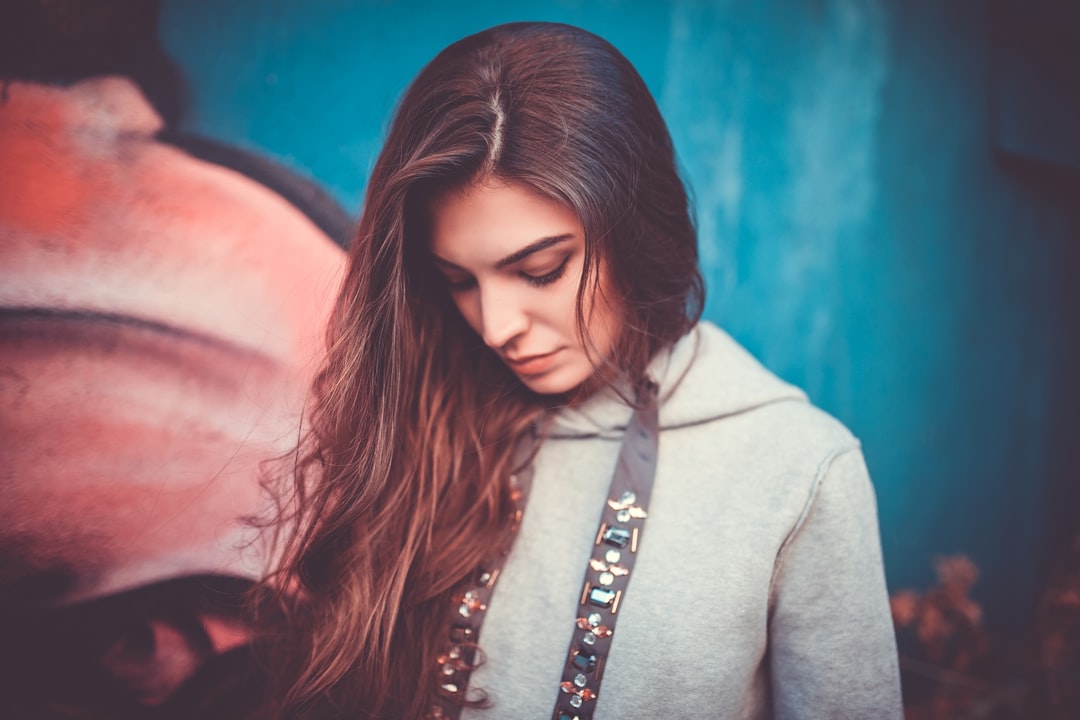 woman looking down