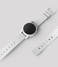 round white watch with white band