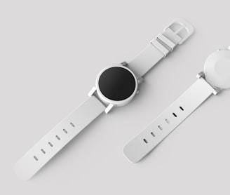 round white watch with white band