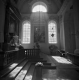 grayscale photography of empty stair