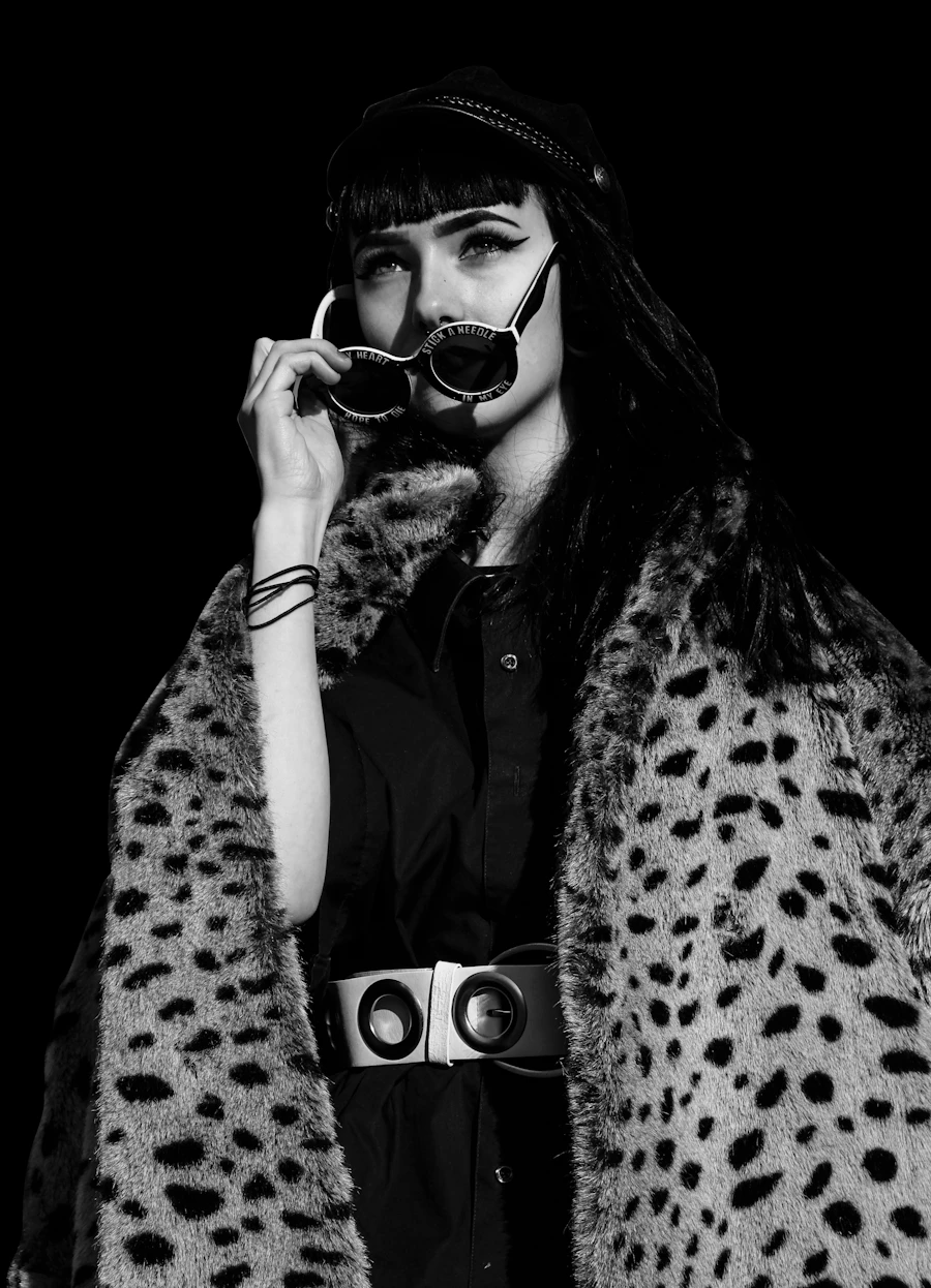Model in fashion coat