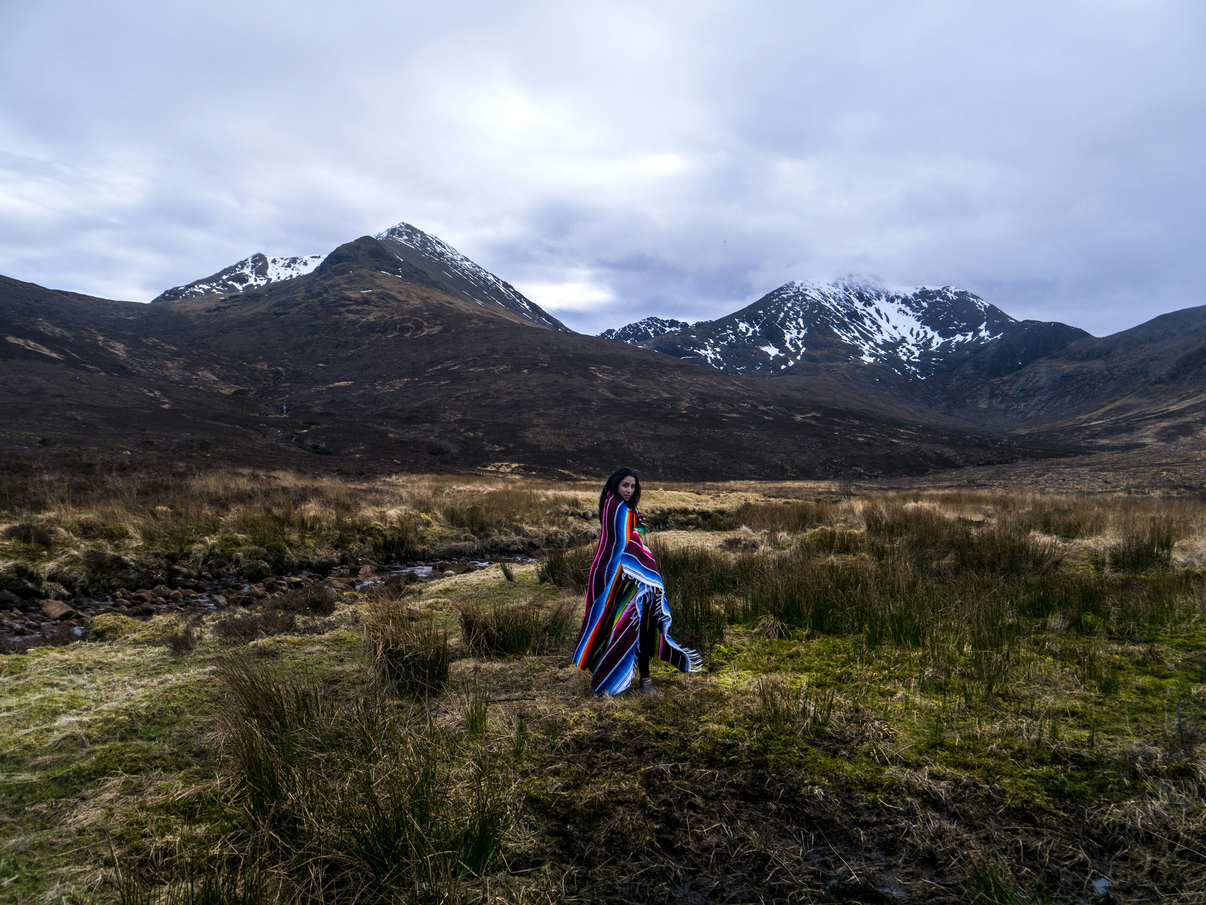 I nearly jumped out of my husband’s car to take this incredible photo whilst we were driving in the Scottish Highlands. I wore my Mexican serape proudly to demonstrate that no matter where you’re from, you can reach the further corners of the earth if you want to.