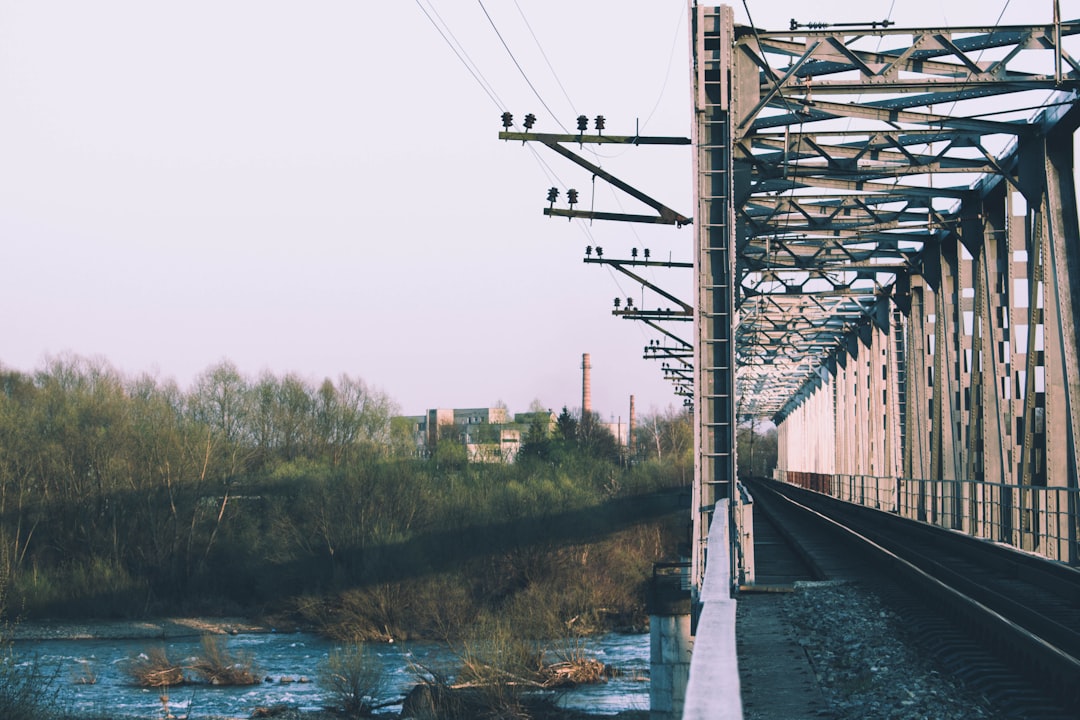 metal bridge above water during day