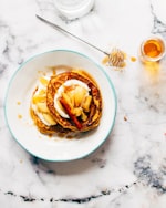 Poached Peach Pancake Stack