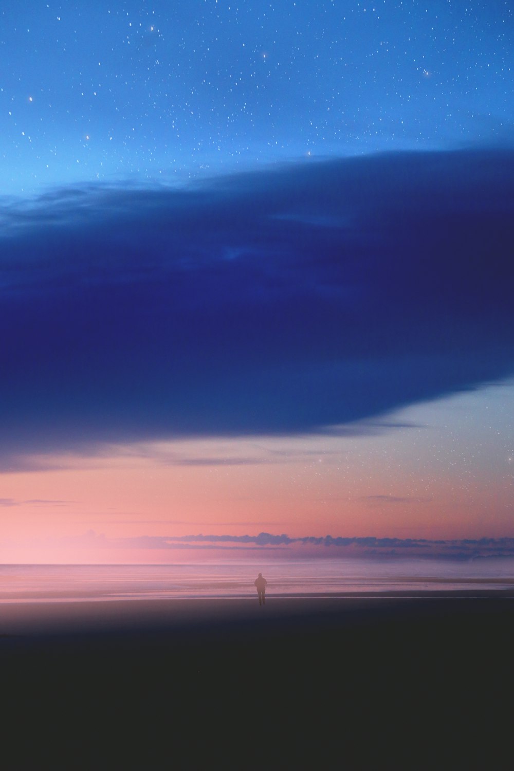 uomo in piedi sulla spiaggia durante il tramonto