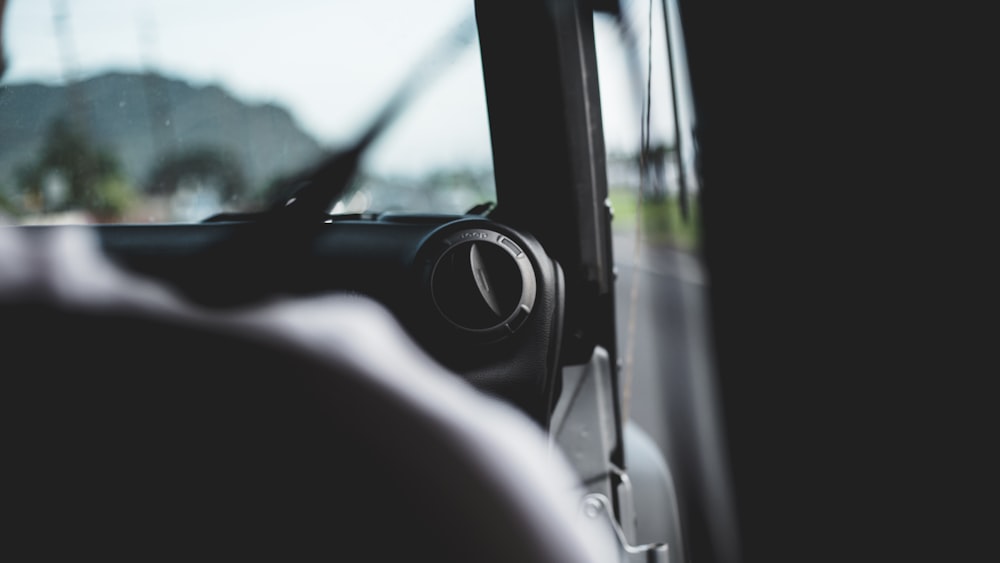 a view of the inside of a vehicle from inside the vehicle