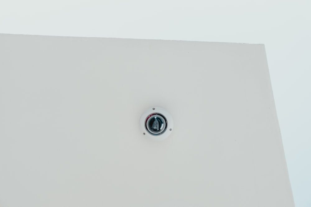 white and black dome security camera