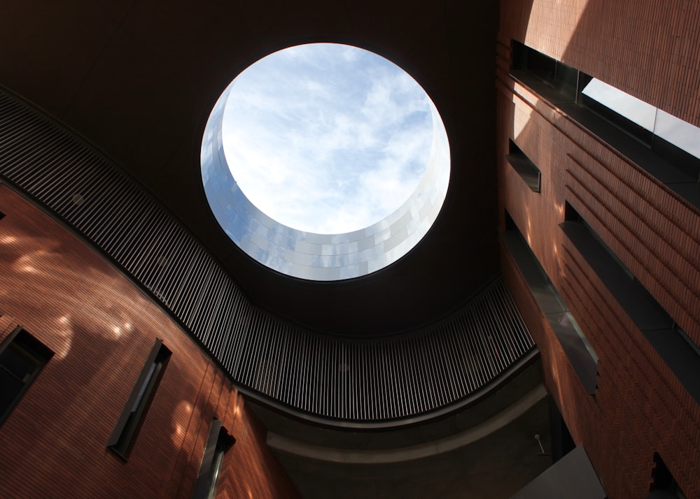 low angle photo of building interior