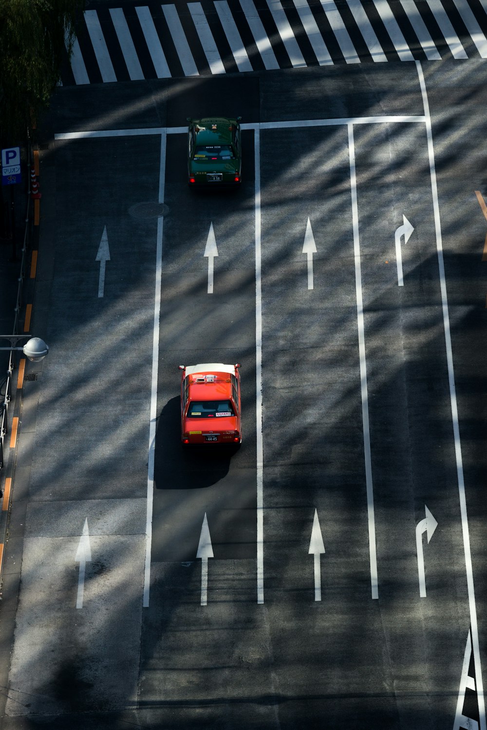 bird's-eye view of car on parking