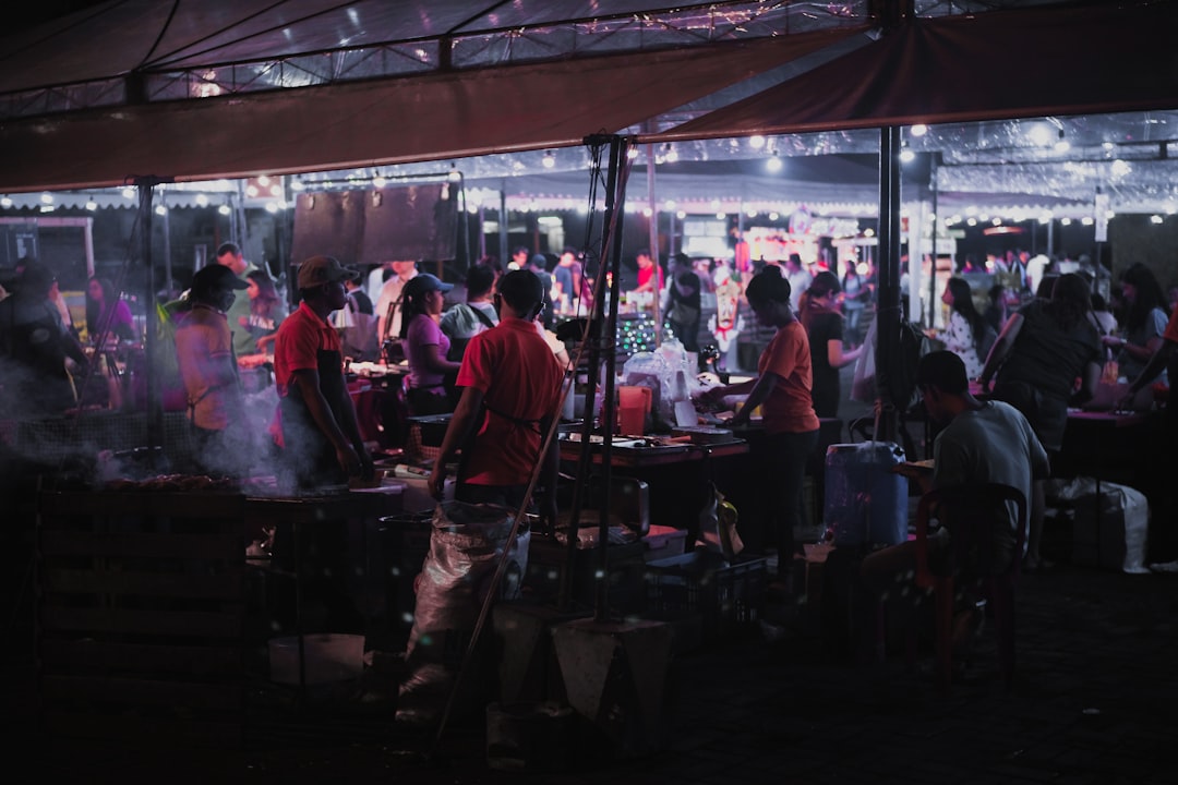 people in restaurant, Night life at street