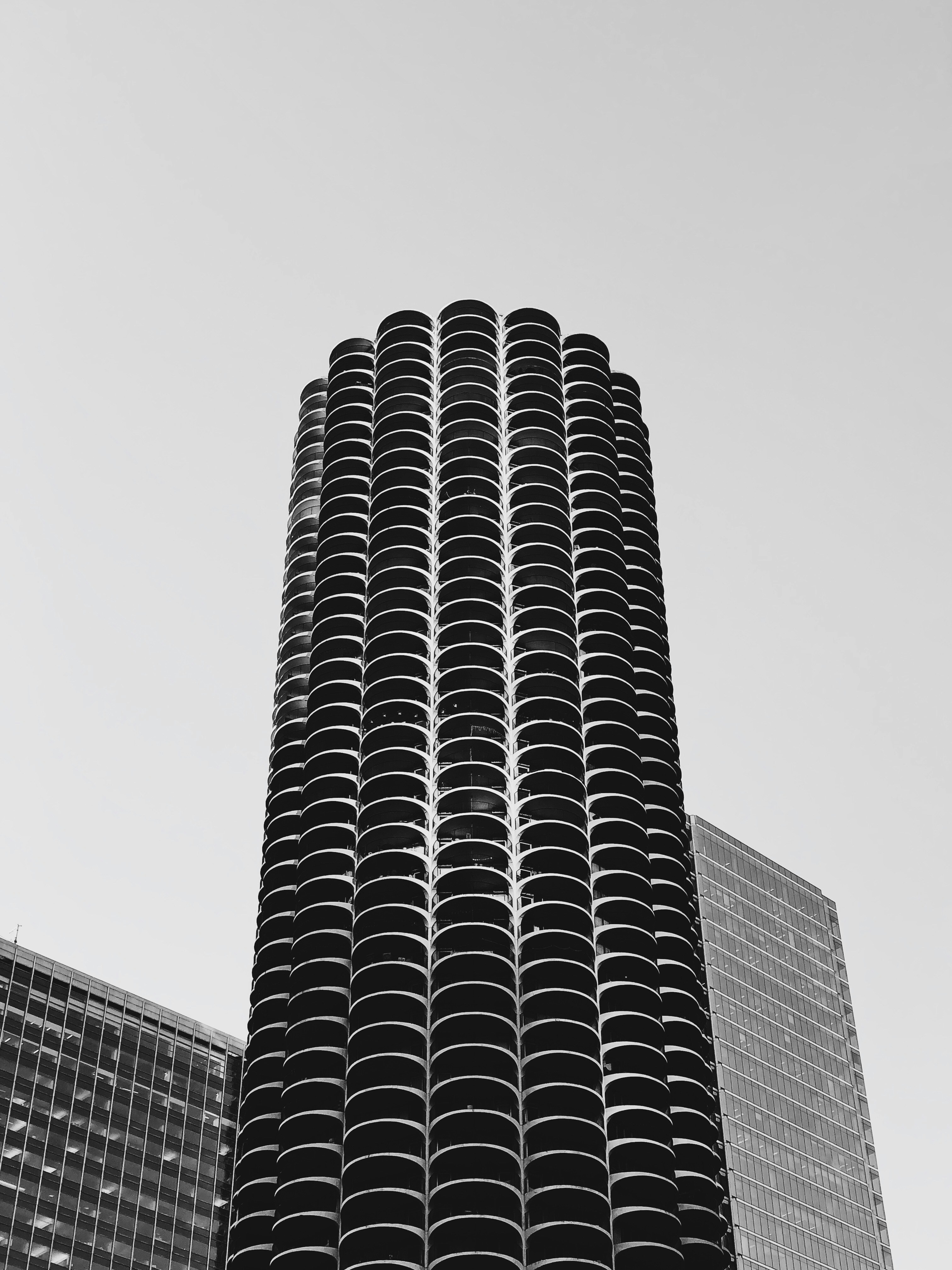 I got this shot of the Marina City towers (lightly edited to remove a piece of the second tower), and immediately fell in love with it. The structures are iconic in the Chicago skyline, and tend to get photographed a lot, but usually from a much more drastic angle (a la Wilco album cover). I’ve grabbed that shot before, too, but this one feels much more interesting to me.