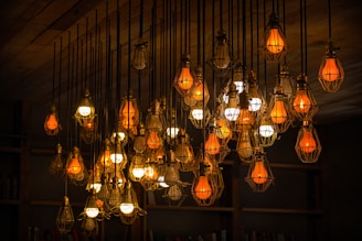hanging light bulbs lot