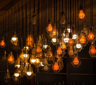 hanging light bulbs lot