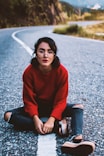 woman wearing red sweater