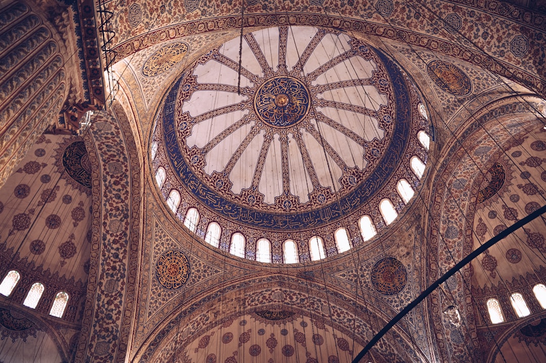 beige and black concrete church interior, The Blue Mosque